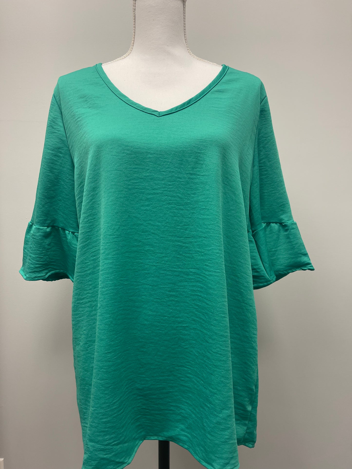 Green Bell Sleeve Top