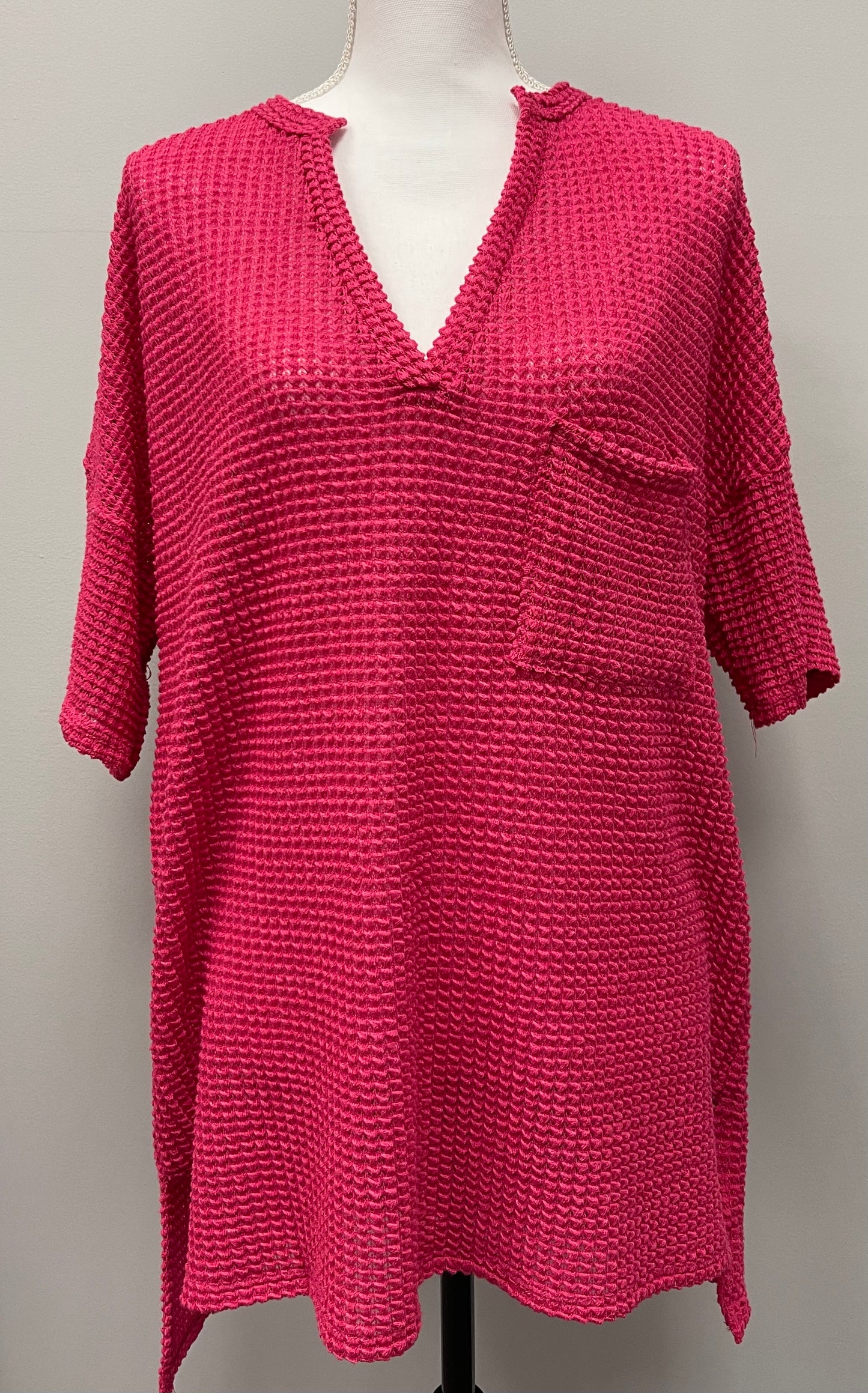 Pink Waffle Pocket Tee