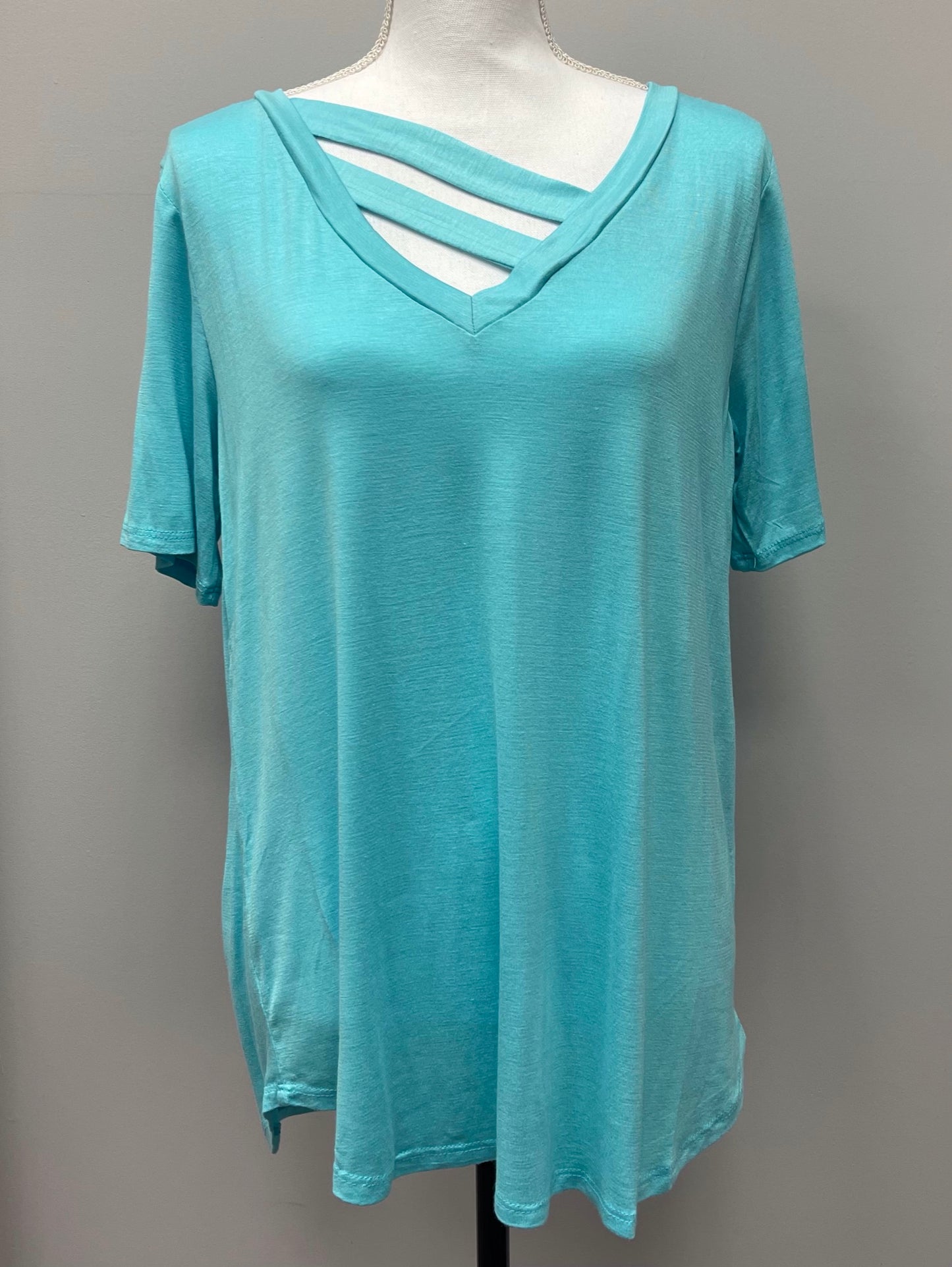 Blue Top With Neck Detail
