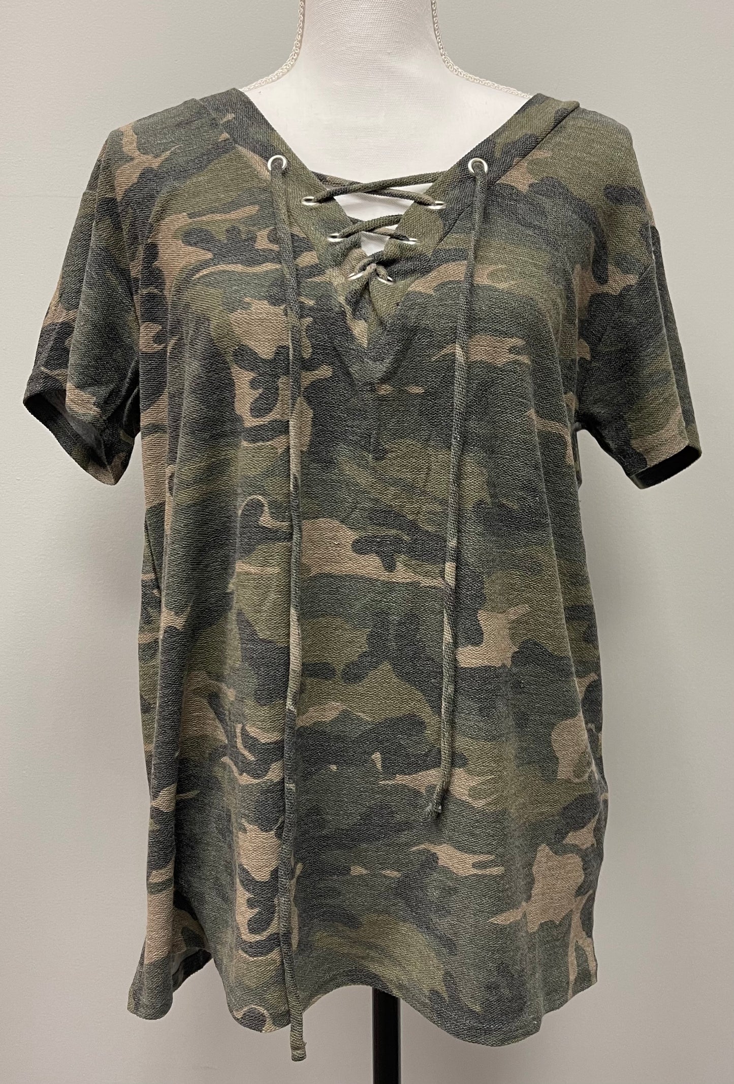 Camo Tie Front Tee