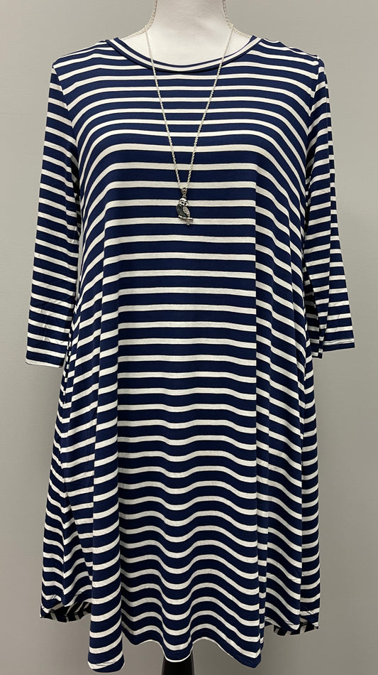 Navy/White Striped Dress