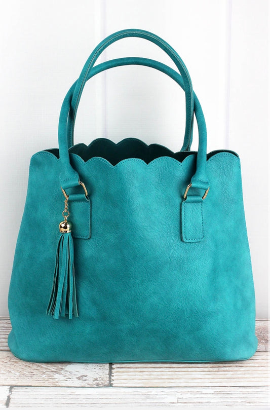 Teal scalloped purse