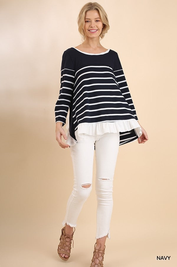 "Charlotte" Striped Ruffle Top